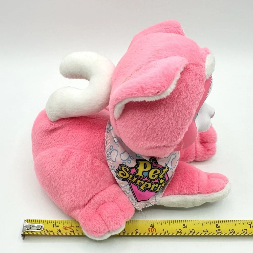 1990s Hasbro Pet Surprise Kitten Sound WORKS Bright Pink Plush Stuffed Cat Meows
